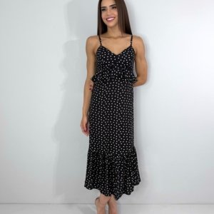 Vestido Maggie - Poá Fundo Preto - Image 1