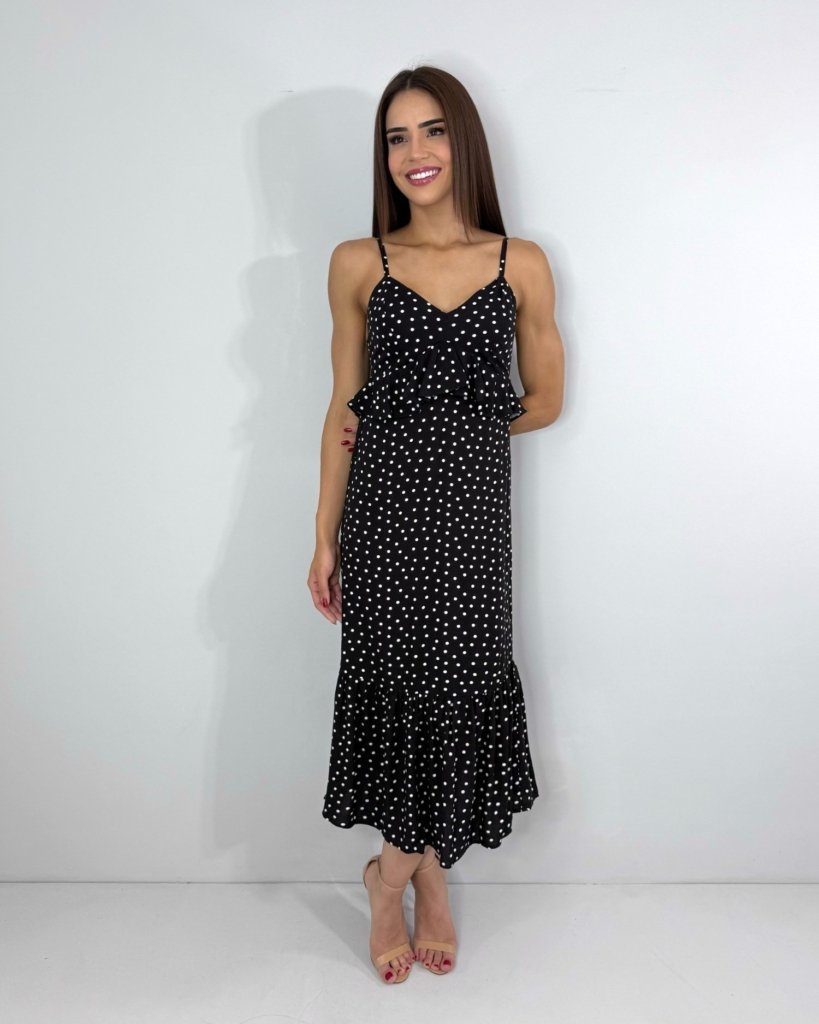 Vestido Maggie - Poá Fundo Preto