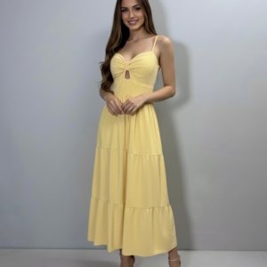 Vestido Jéssica Midi - Amarelo Claro - Image 3