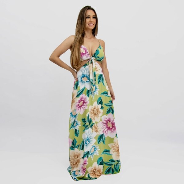 Vestido Natália - Floral Exclusivo Verde