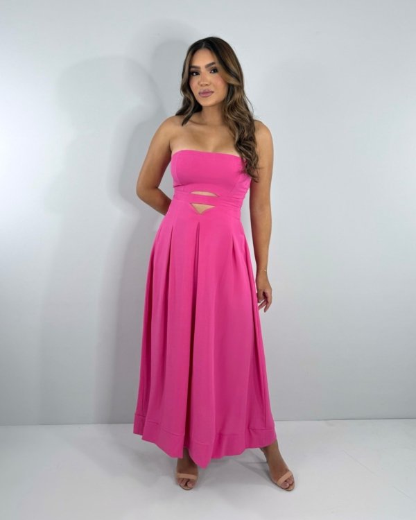 Vestido Maria Flor - Rosa Chiclete