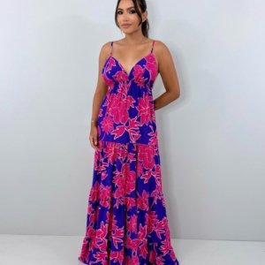 Vestido Sophia - Floral Fundo Azul - Image 3