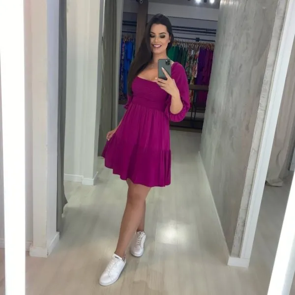 Vestido Juliana Curto - Fúcsia