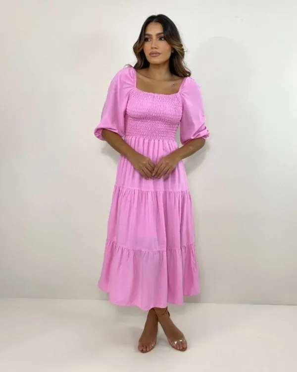 Vestido Juliana - Rosa Bebê