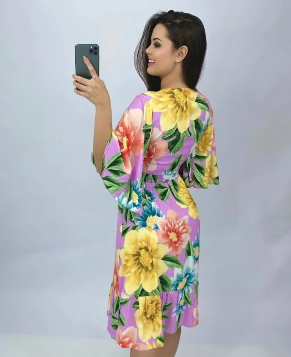 Conjunto Bárbara - Floral Exclusivo Fundo Lilás
