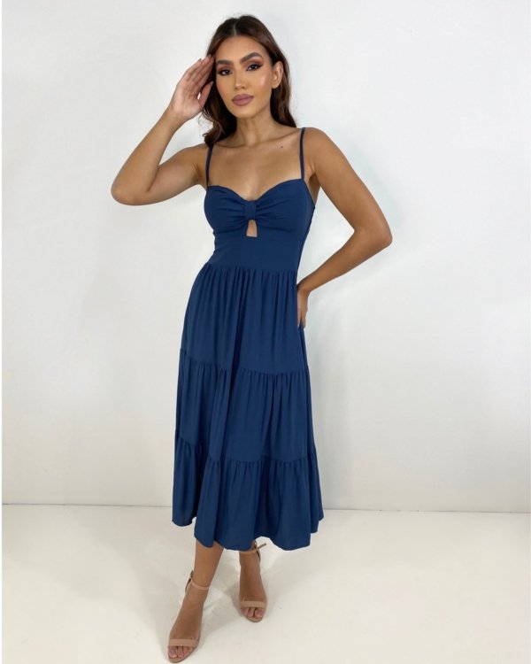 Vestido Jéssica Midi - Azul Marinho