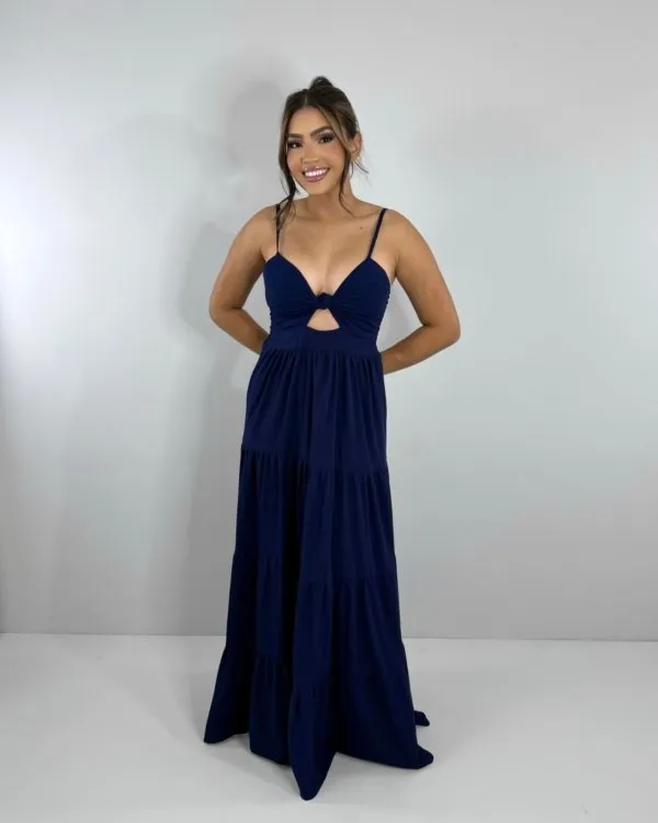 Vestido Cátia - Azul Marinho