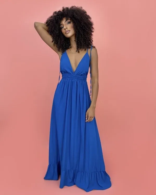 Vestido Valentina Longo - Azul Petróleo