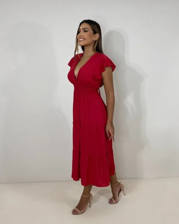 Vestido Laís Midi - Vermelho