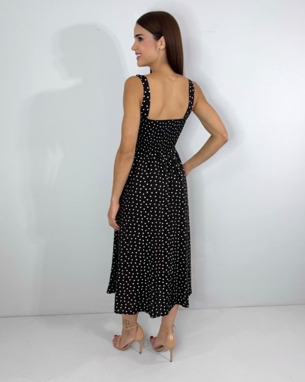 Vestido Samanta - Poá Fundo Preto