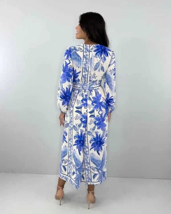 Vestido Clara - Estampa Azul