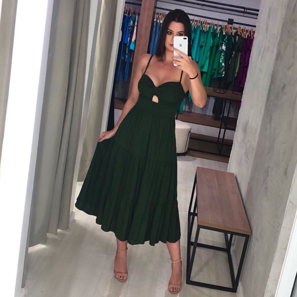Vestido Jéssica Midi - Verde Militar