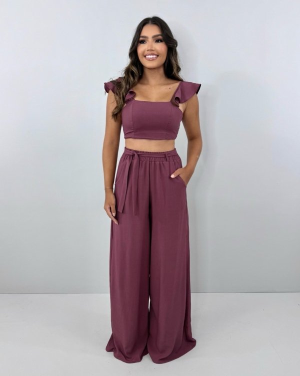 Conjunto Pantalona Samira - Marrom