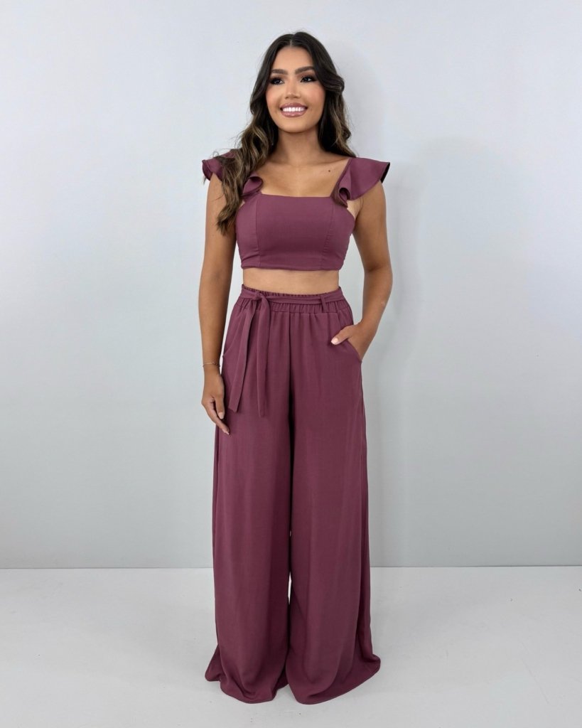 Conjunto Pantalona Samira - Marrom