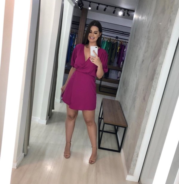 Vestido Érica Manga Princesa - Fúcsia