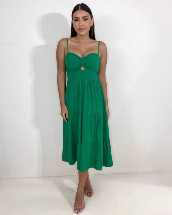Vestido Jéssica Midi - Verde Bandeira