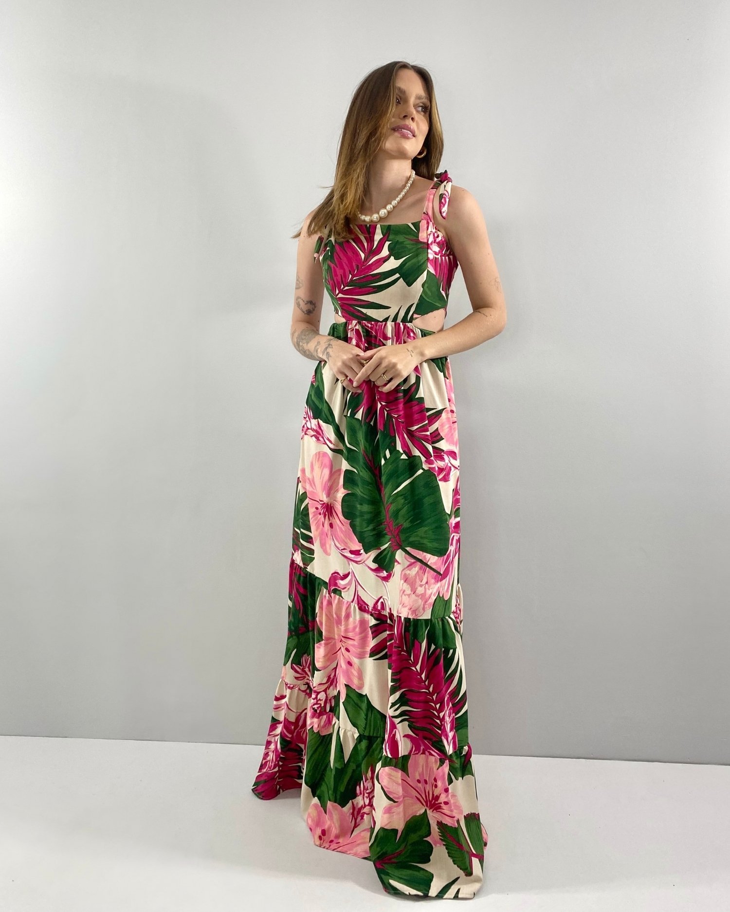 Vestido Pérola - Floral Fundo Bege - Image 3