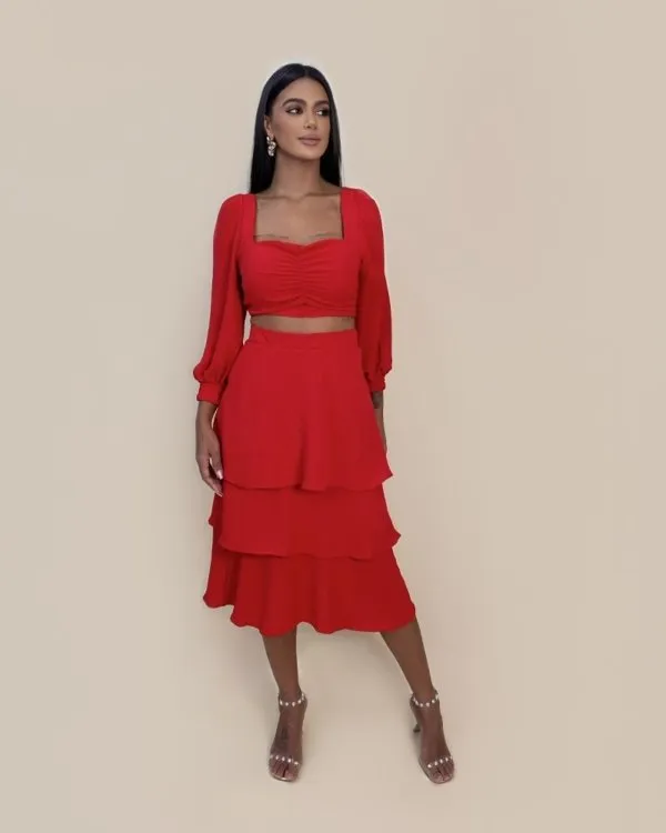 Saia Olga em Duna - Vermelho
