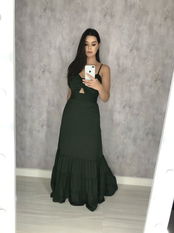 Vestido Jéssica Longo - Verde Militar