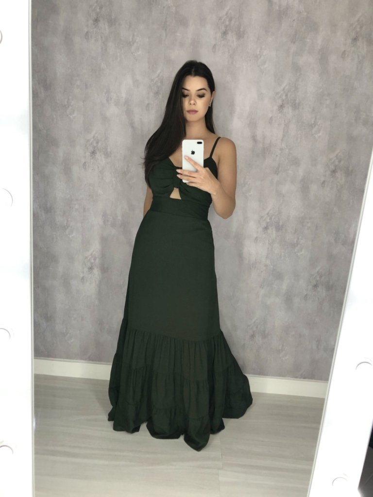 Vestido Jéssica Longo - Verde Militar