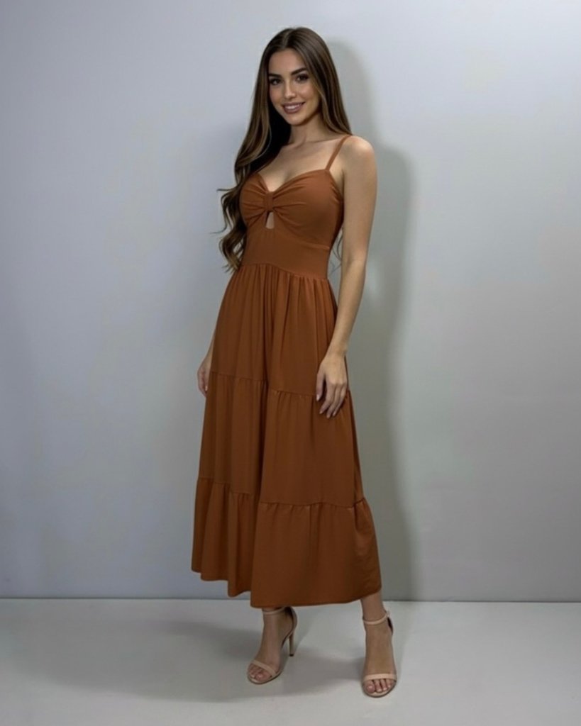 Vestido Jéssica Midi - Caramelo