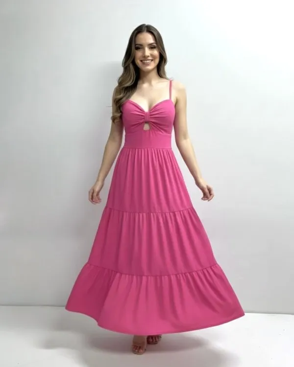 Vestido Jéssica Midi - Rosa Chiclete