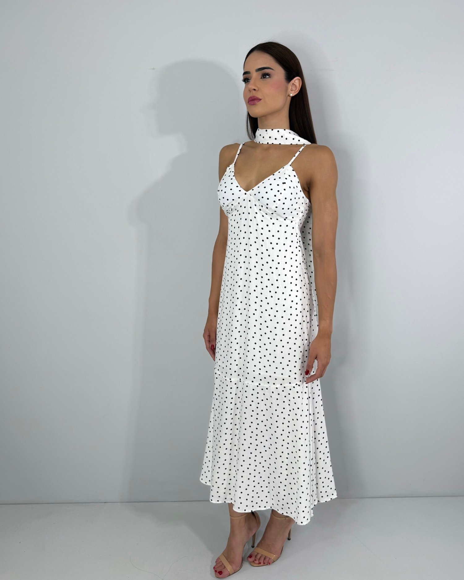 Vestido Carmem - Poá Fundo Branco - Image 3