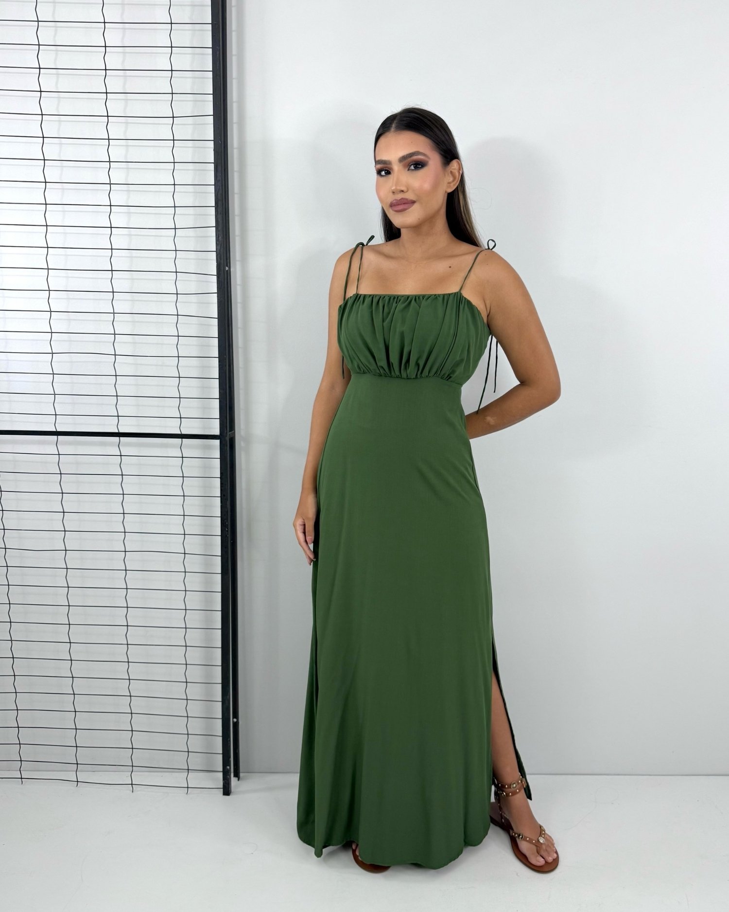 Vestido Drica Longo - Verde Militar - Image 1