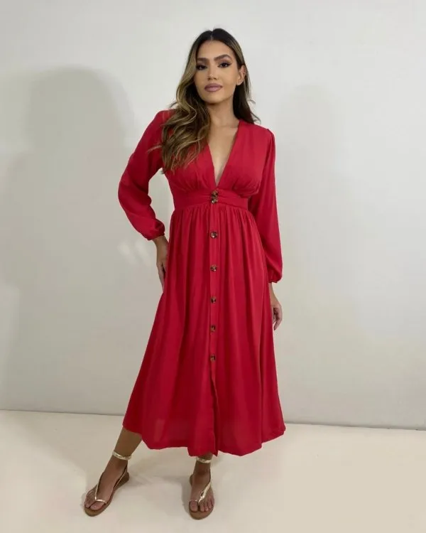 Vestido Clara - Vermelho
