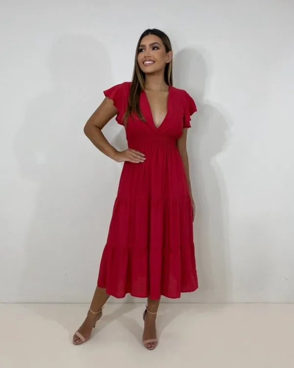 Vestido Laís Midi - Vermelho