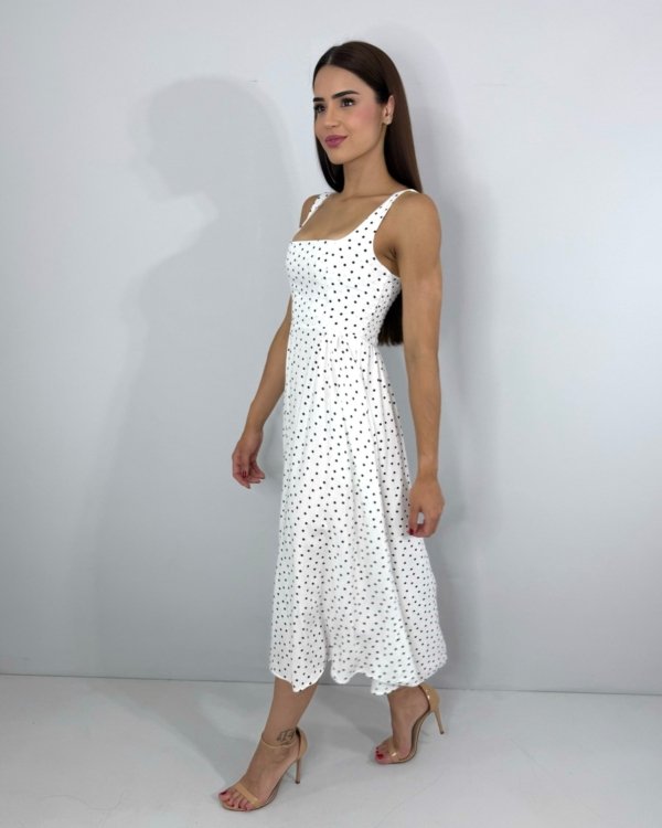 Vestido Samanta - Poá Fundo Branco