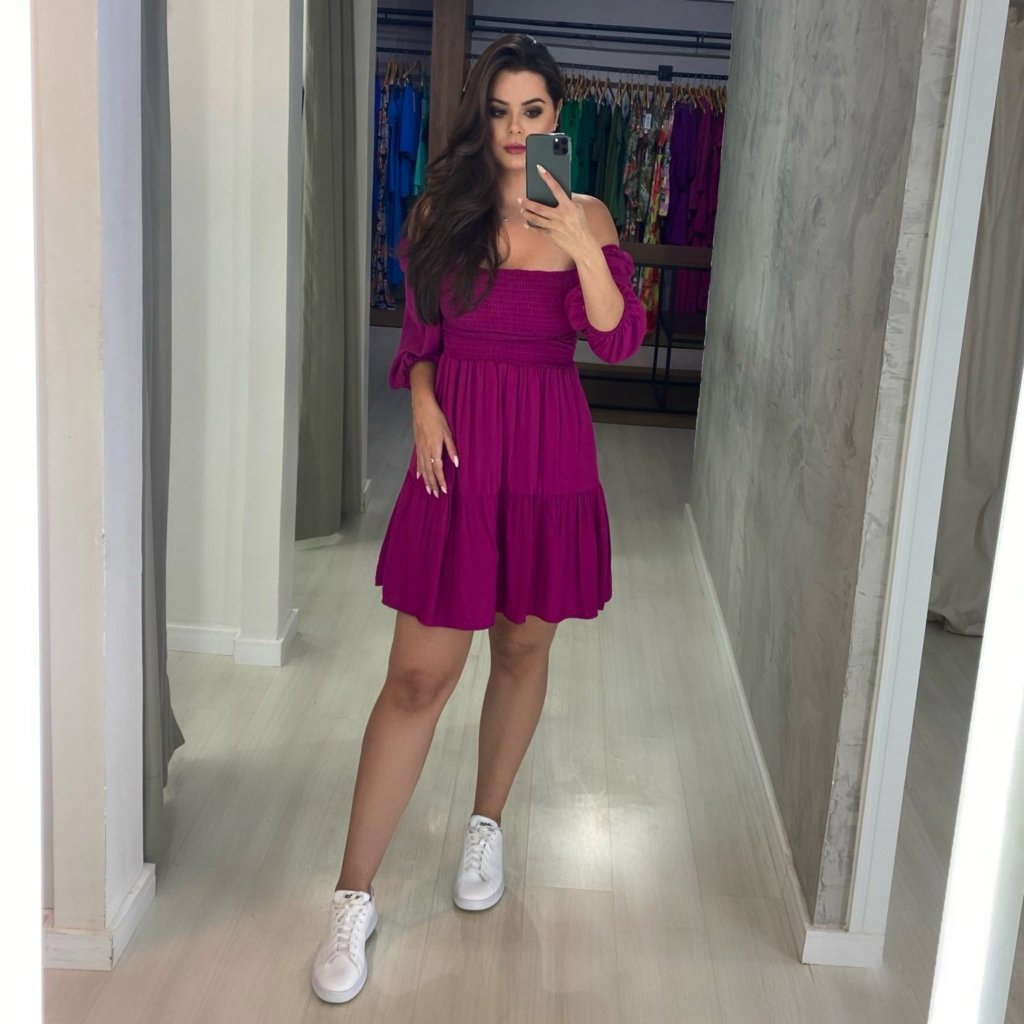 Vestido Juliana Curto - Fúcsia