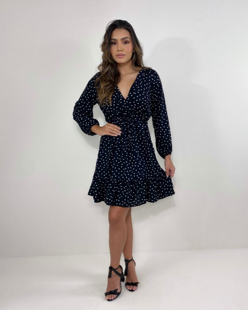 Vestido Lavínia - Poá Fundo Preto - Image 4