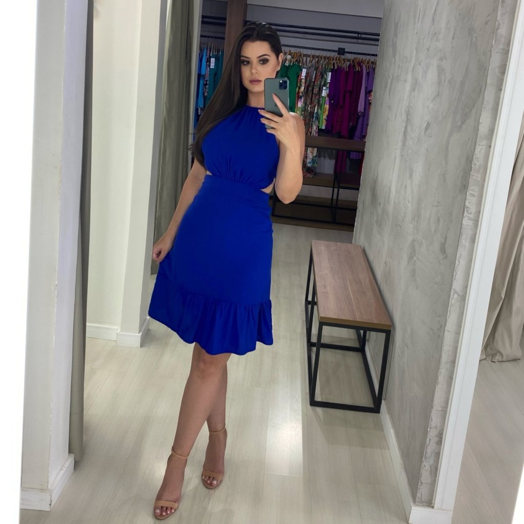 Vestido Estefane Curto - Azul Royal