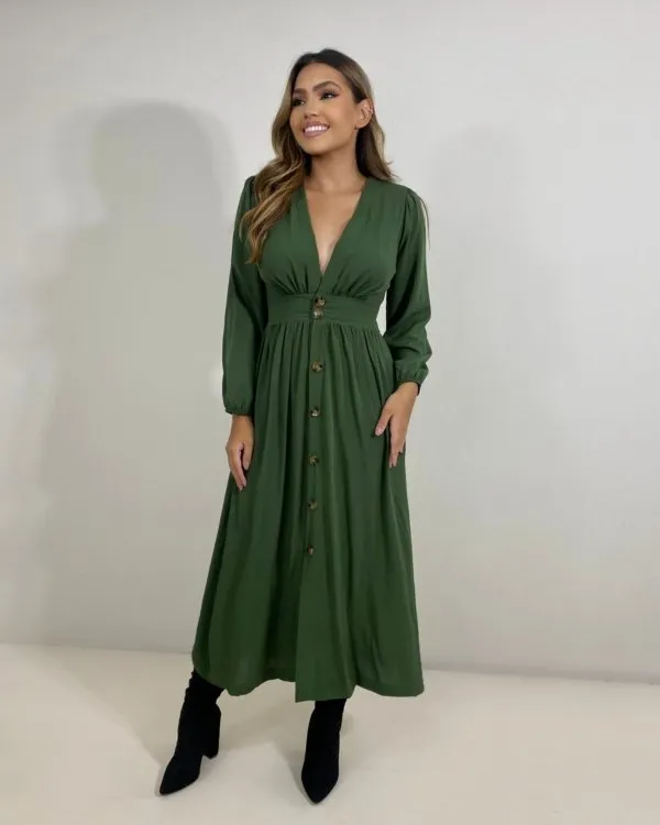 Vestido Clara - Verde Militar