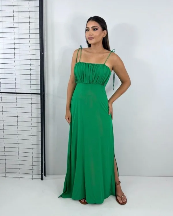 Vestido Drica Longo - Verde Bandeira