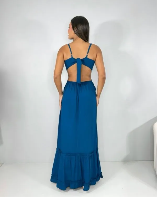 Vestido Launa - Azul Petróleo