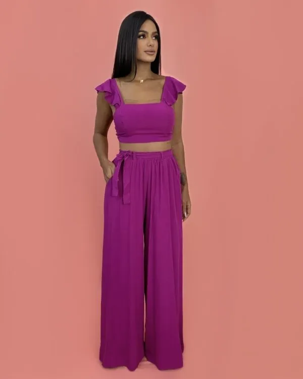 Conjunto Pantalona Samira - Fúcsia
