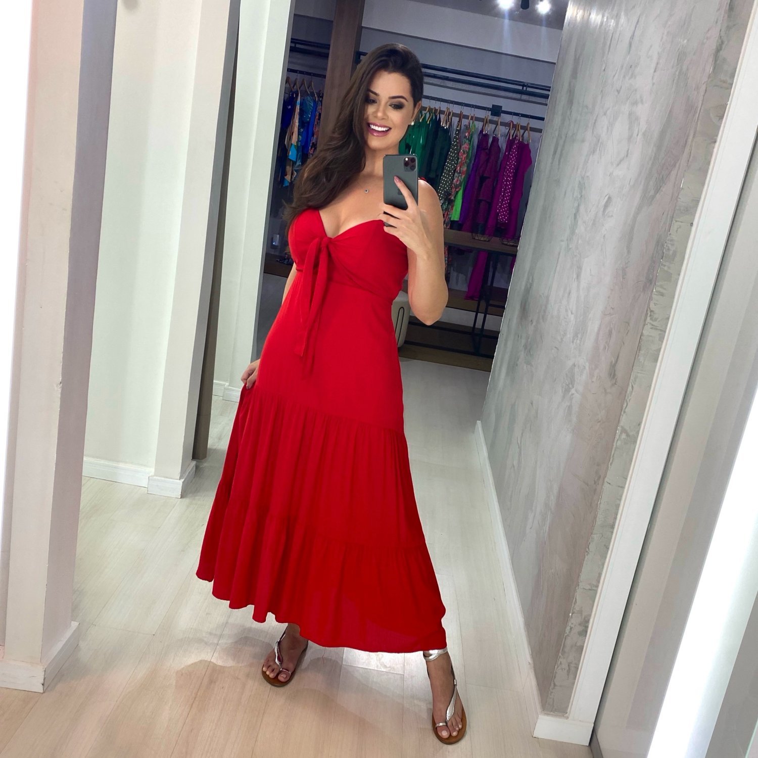 Vestido Camila Midi - Vermelho - Image 1