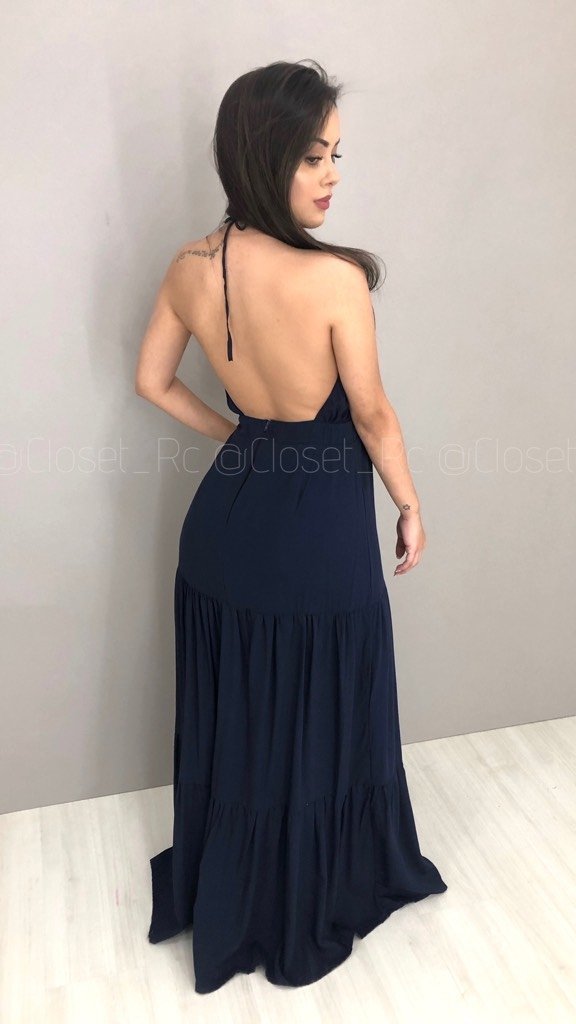 Vestido Janaína - Azul Marinho