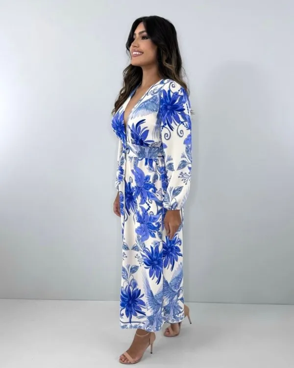 Vestido Clara - Estampa Azul