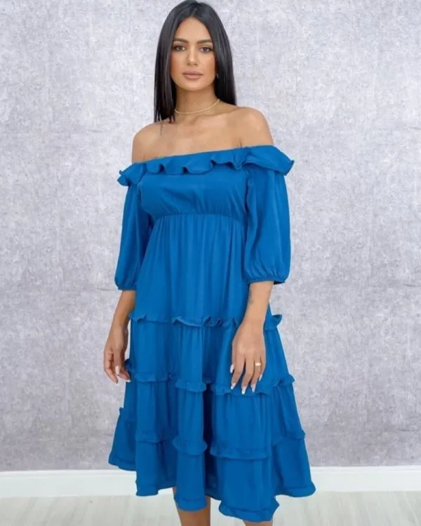 Vestido Angélica - Azul Petróleo