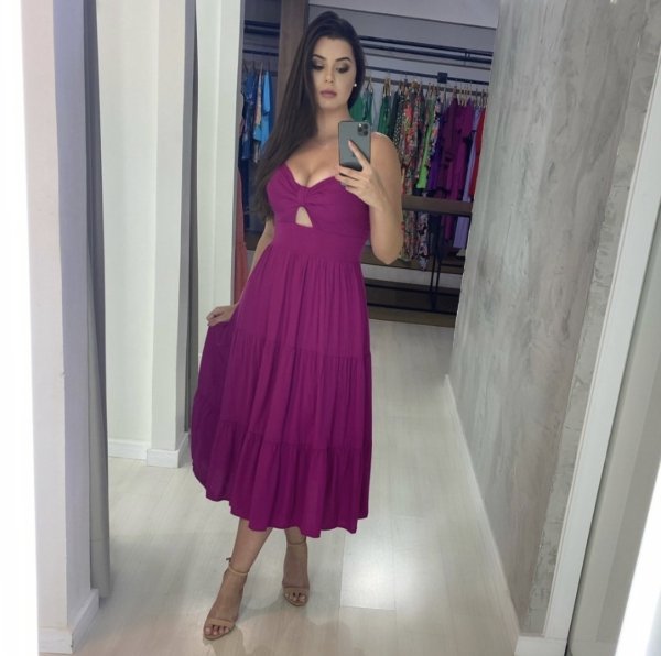 Vestido Jéssica Midi - Fúcsia