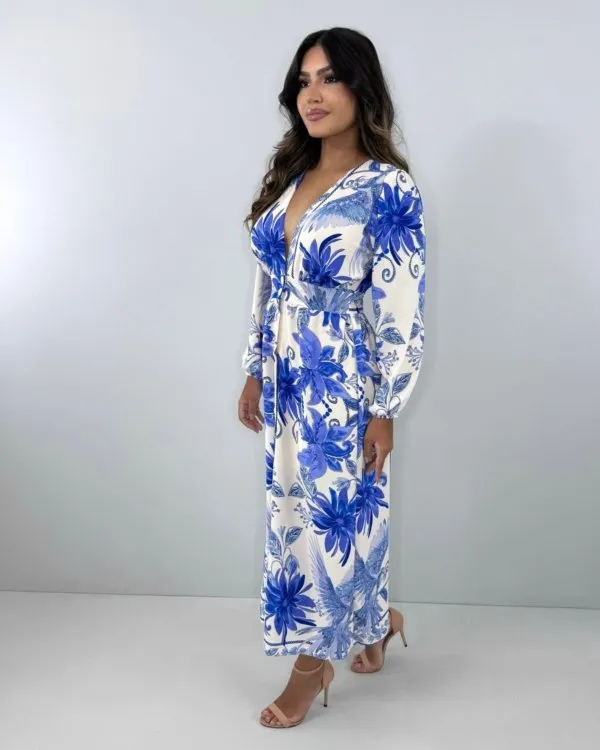 Vestido Clara - Estampa Azul