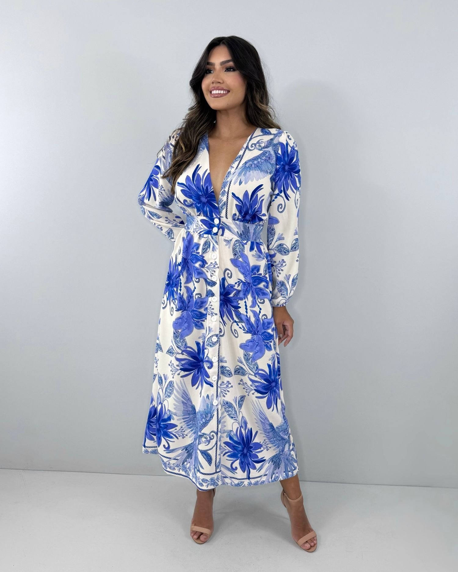 Vestido Clara - Estampa Azul - Image 1