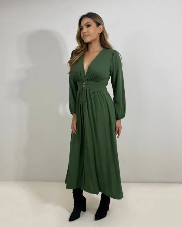 Vestido Clara - Verde Militar