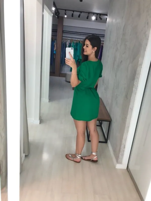 Vestido Érica Manga Princesa - Verde Bandeira