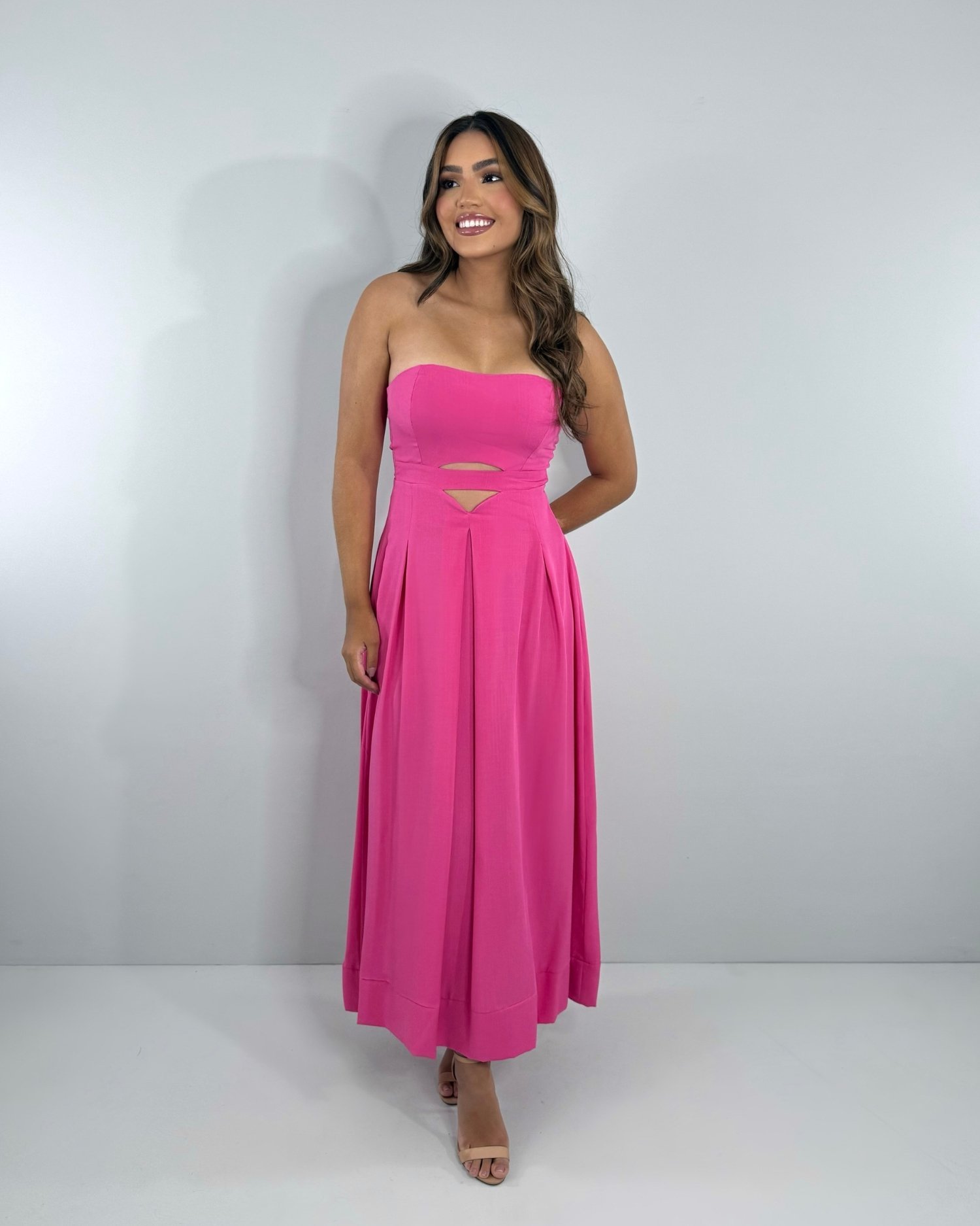 Vestido Maria Flor - Rosa Chiclete - Image 1