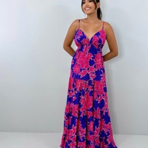Vestido Sophia - Floral Fundo Azul - Image 1