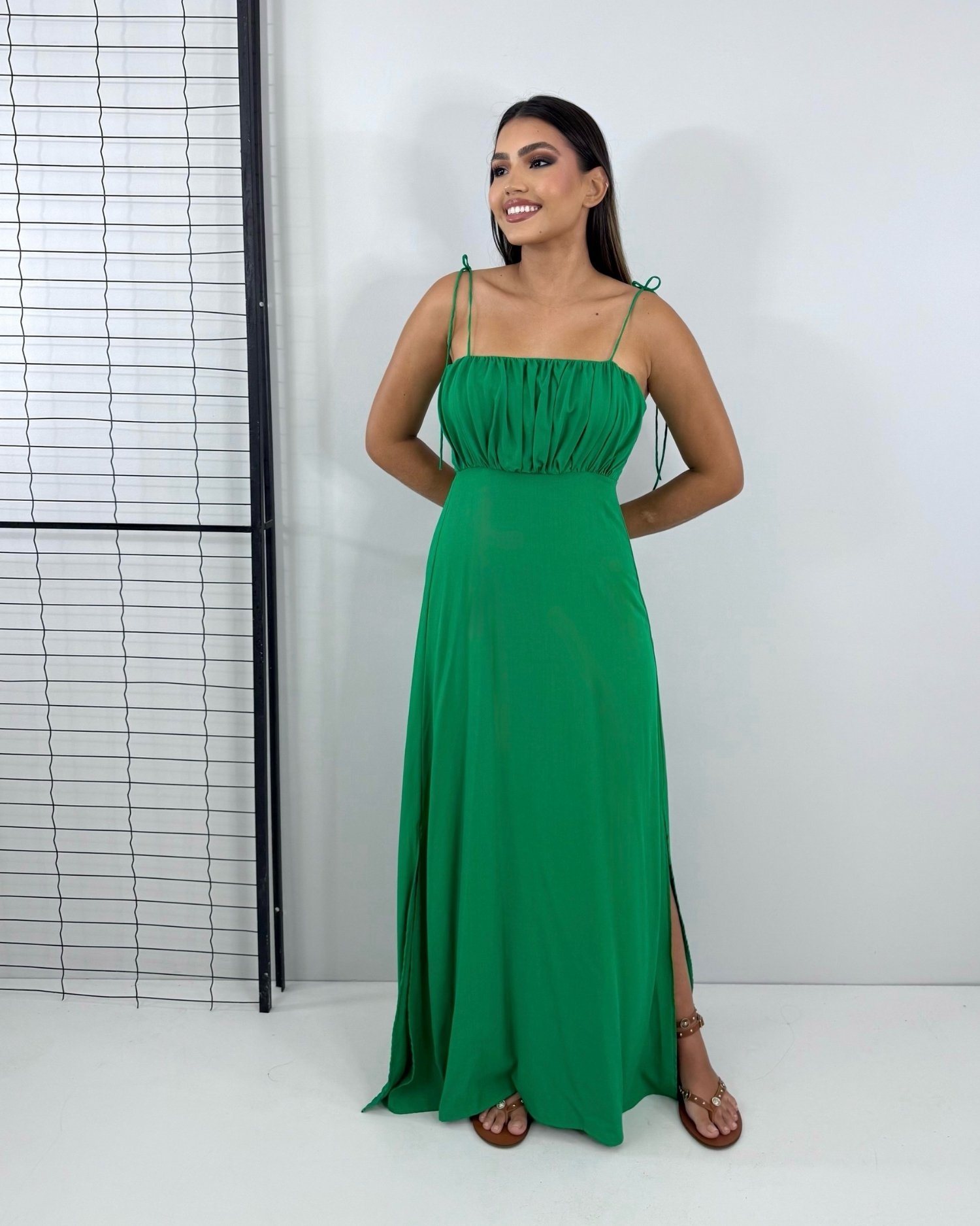 Vestido Drica Longo - Verde Bandeira - Image 1